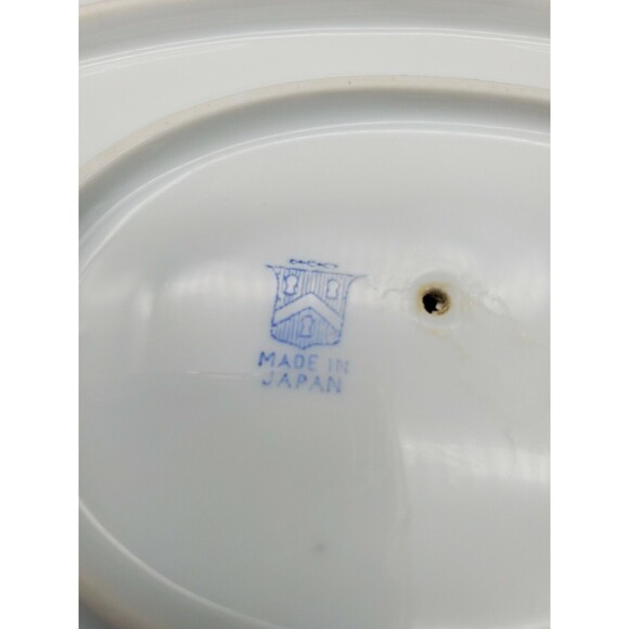 Noritake Gravy Boat Under Plate Japan Geometric Band Florals with Gold 1918 - Picture 11 of 12